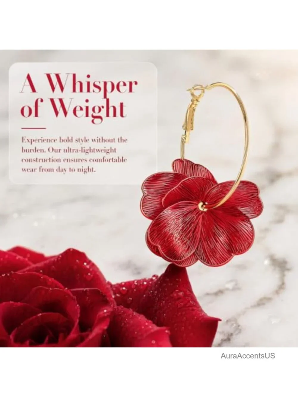14K Gold Plated Flower Dangle Earrings Hypoallergenic Waterproof Copper